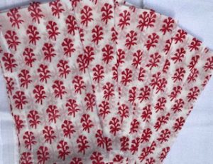Red and white sprig 100% cotton napkins - 44cm/17.5" square - £22 for 4