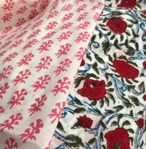 tablecloth samples 4 - pink/white sprig, red/blue/green - 114-120cm wide from £25
